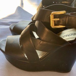 Black Wedge Sandals